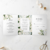Romantische White Hydrangea Rose Elegante Hochzeit Dreifach Gefaltete Einladung (Innenseite)