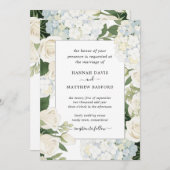 Romantische White Hydrangea Rose Elegante Hochzeit Einladung (Vorne/Hinten)