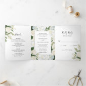 Romantische White Hydrangea Rose Elegante Wedding Dreifach Gefaltete Einladung (Innenseite)