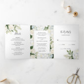 Romantische White Hydrangea Rose Elegante Wedding Dreifach Gefaltete Einladung (Innenseite)