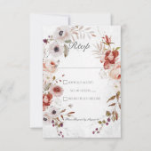 Romantische White Pink Floral Wedding Response Car RSVP Karte (Vorderseite)