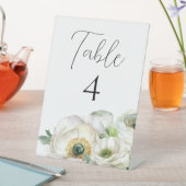 Romantische White Ranunculus Wedding Tischnummer Sockelschild (In Situ)