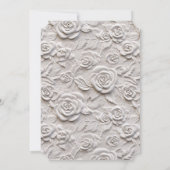 Romantische White Roses Imitats Leather Wedding Einladung (Rückseite)