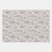 Romantische White Roses Imitats Leather Wedding Geschenkpapier Set (Vorderseite 2)