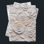 Romantische White Roses Imitats Leather Wedding Geschenkpapier Set<br><div class="desc">Romantische White Roses Imitats Leather Wedding</div>