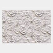 Romantische White Roses Imitats Leather Wedding Geschenkpapier Set (Vorderseite)