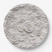 Romantische White Roses Imitats Leather Wedding Pappteller (Vorderseite)