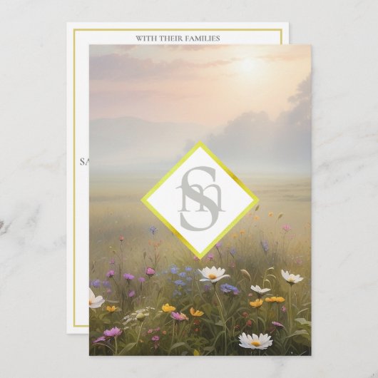 *~ Romantische Wiese AR26 QR + UAWG Floral Wedding Einladung (Vorne/Hinten)