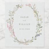 Romantische Wiesen-Blume Hochzeit Weinetikett (Einzelnes Label)
