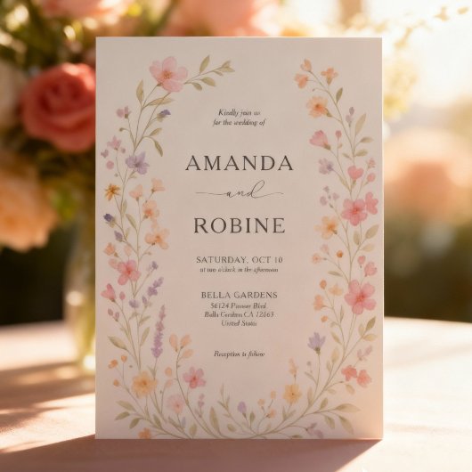 Romantische Wildblume Arch Wedding Einladung
