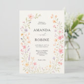 Romantische Wildblume Arch Wedding Einladung (Stehend Vorderseite)
