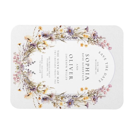 Romantische Wildblume Bloom Save the Date Magnet (Horizontal)