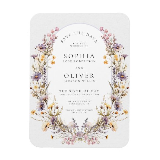 Romantische Wildblume Bloom Save the Date Magnet (Vertikal)