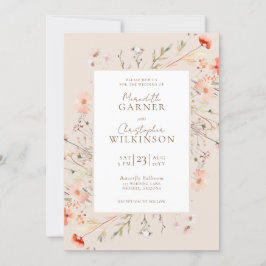 Romantische Wildblume Boho Pink Hochzeit Einladung