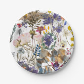 Romantische Wildblume Collage Pappteller (Vorderseite)