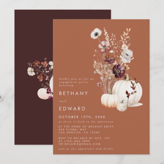 Romantische Wildblume-Engagement-Partei Einladung (Vorne/Hinten)