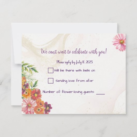 Romantische Wildblume Frühjahrskarten für Hochzeit RSVP Karte (Vorderseite)