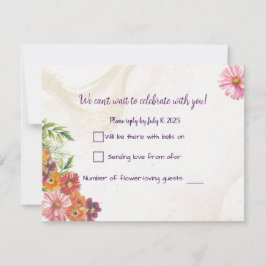 Romantische Wildblume Frühjahrskarten für Hochzeit RSVP Karte