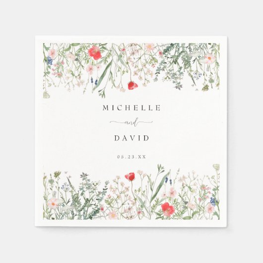 Romantische Wildblume Hochzeit Serviette (Vorderseite)