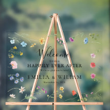 Romantische Wildblume Hochzeit Willkommen Mattiert