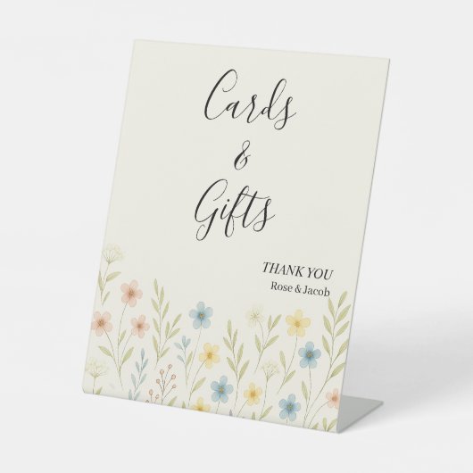 Romantische Wildblume Hochzeitskarten & Geschenke  Sockelschild (Vorderseite)