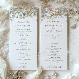 Romantische Wildblume Hochzeitsprogramm Pastellfar Einladung