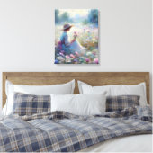 Romantische Wildblume Meadow Girl Leinwanddruck (Insitu (Schlafzimmer))