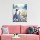 Romantische Wildblume Meadow Girl Leinwanddruck (Insitu (Wohnzimmer))