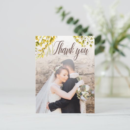 Romantische Wildblume Watercolor Vielen Dank Postkarte (Stehend Vorderseite)