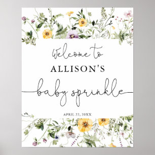 Romantische Wildblumen Babysprinkgastschild Poster