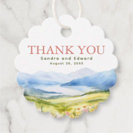 Romantische Wildblumen Berge Hochzeit Danke Geschenkanhänger