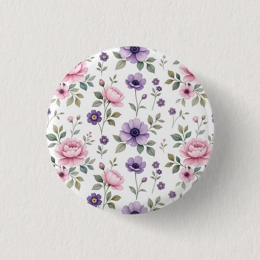 Romantische Wildblumen-Botanik-Pin-Schaltfläche Button (Vorderseite)