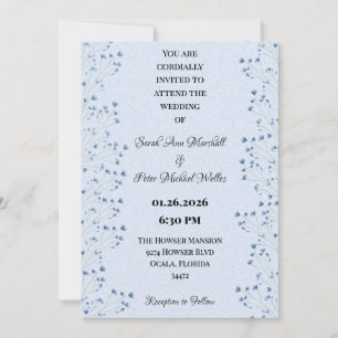 Romantische Wildblumen Delikatessen Dunkelblauer F Einladung