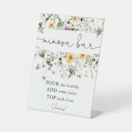 Romantische Wildblumen Frühjahrsmimosa-Bar Sockelschild