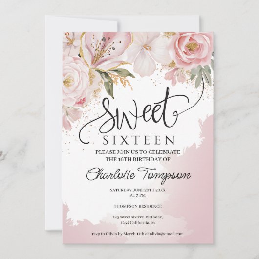 Romantische Wildblumen Frühling süß 16 Einladung (Vorderseite)