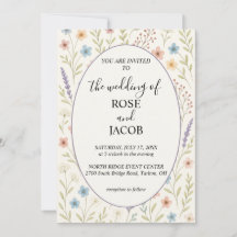 Romantische Wildblumen-Hochzeitseinladung