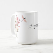 Romantische Wildblumen, Libelle, Schmetterlingsnam Kaffeetasse (Vorderseite Links)