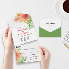 Romantische Wildblumen Rustikale Herbsthochzeit All In One Einladung