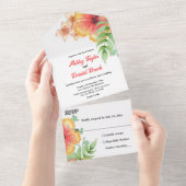 Romantische Wildblumen Rustikale Herbsthochzeit All In One Einladung (Abreißen)