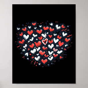 Romantische wilde rote rosa Herzen Valentinstag Li Poster