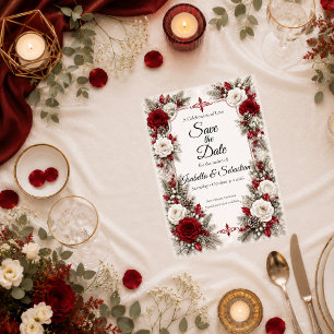 Romantische Winter-Beeren-Eleganz-Hochzeit Save The Date