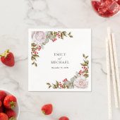 Romantische Winterflorale und Evergreens Wedding Serviette (Beispiel)