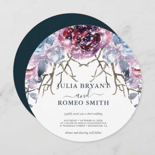 Romantische Winterhochzeit Einladung (Vorne/Hinten)