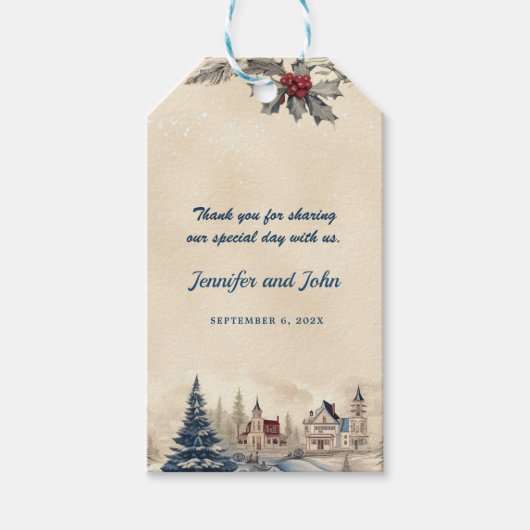 Romantische Winterhochzeit Geschenkanhänger (Vorderseite)