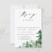 Romantische Winterhochzeit im Wasserfarbenwald RSVP Karte (Vorderseite)