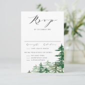 Romantische Winterhochzeit im Wasserfarbenwald RSVP Karte (Stehend Vorderseite)