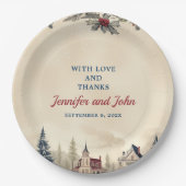 Romantische Winterhochzeit Pappteller (Vorderseite)