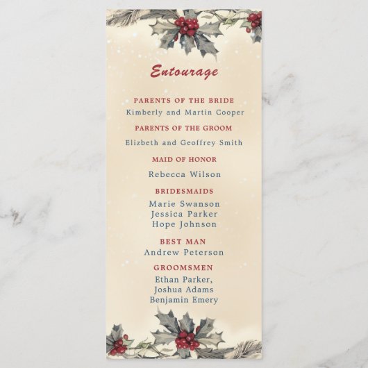 Romantische Winterhochzeit Programm (Rückseite)