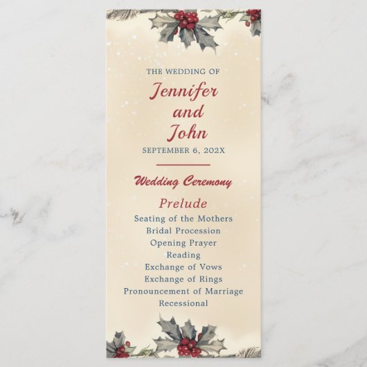 Romantische Winterhochzeit Programm (Vorderseite)