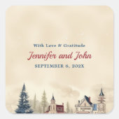 Romantische Winterhochzeit Quadratischer Aufkleber (Vorderseite)